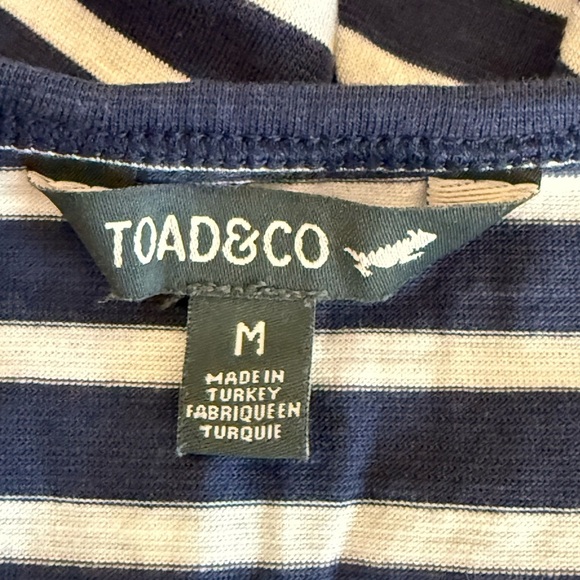 Toad & Co Blue Striped Sleeveless Organic Cotton Blend Midi Dress, size Medium - Picture 7 of 9